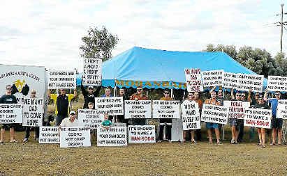 Moranbah North miners are protesting accommodation arrangements. Moranbah North miners are protesting accommodation arrangements.