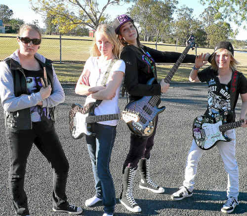 SISTERS STEPHANIE AND Naomi Cooper, Cassandra Liddell and Loran Clulow performed in the rock band division of the Rock Eisteddfod last week. SISTERS STEPHANIE AND Naomi Cooper, Cassandra Liddell and Loran Clulow performed in the rock band division of the Rock Eisteddfod last week.