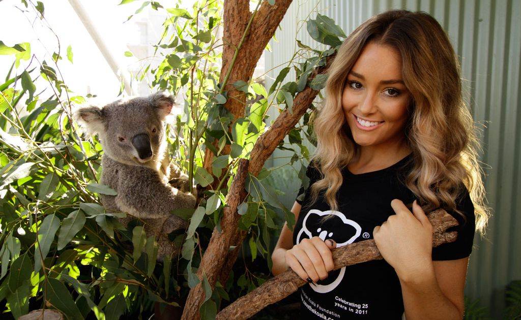 Erin McNaught with a furry friend at Sydney Wildlife World. Erin McNaught with a furry friend at Sydney Wildlife World.