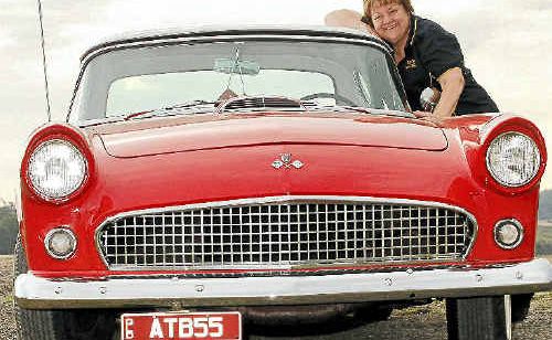 Gayl Hoskin with her 1955 Thunderbird. She is looking forward to the hot rod show at Kin Kin this weekend. Gayl Hoskin with her 1955 Thunderbird. She is looking forward to the hot rod show at Kin Kin this weekend.