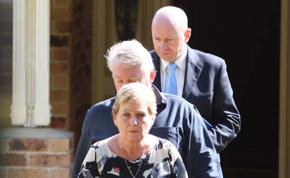 Bruce and Denise Morcombe emerge from their home with senior police. Bruce and Denise Morcombe emerge from their home with senior police.