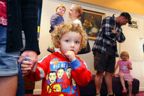 Carsyn Otto, 3, was one of the lucky kids to get some of the first Wiggles’ tickets to go on sale at the Pilbeam Theatre.