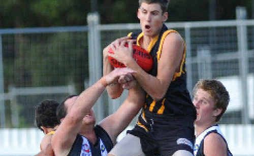 Josh Sheather snatches the ball during an earlier game this season between the Grafton Tigers and Port Macquarie.