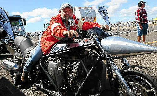 Ron Laycock on his 3500hp Mad Jet Bike. Ron Laycock on his 3500hp Mad Jet Bike.
