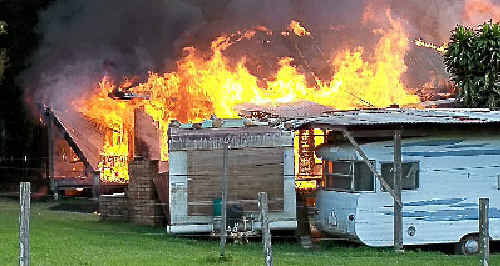 The blaze that destroyed a house on Urliup Rd. A man’s remains were found in the charred building. The blaze that destroyed a house on Urliup Rd. A man’s remains were found in the charred building.