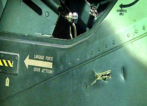 The damage to the $36 million Tiger armed reconnaisance helicopter after Bryan Law attacked it with a garden mattock. The damage to the $36 million Tiger armed reconnaisance helicopter after Bryan Law attacked it with a garden mattock.