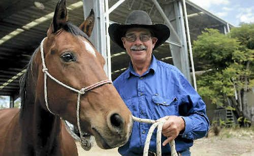 John Howe and his horse Mrs Robinson get ready for the Former Origin Greats (FOGS) Indigenous Employment and Careers Expo today. John Howe and his horse Mrs Robinson get ready for the Former Origin Greats (FOGS) Indigenous Employment and Careers Expo today.