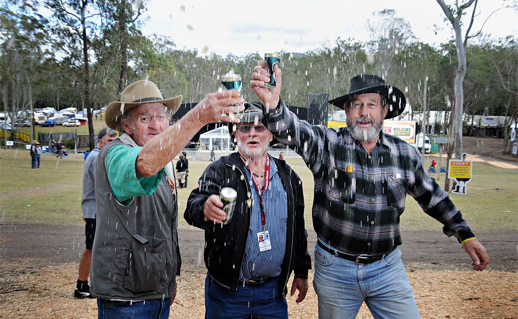 Dan Rowland, Bill McIntyre and Keith Robinson toast 30 years of Muster. Dan Rowland, Bill McIntyre and Keith Robinson toast 30 years of Muster.
