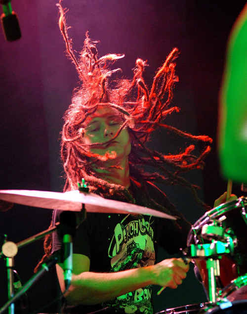 Marshall and the Fro drummer, Jacob Mann, known affectionately as Poodle in the Blues Bar.