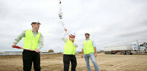 Woolworths community relations manager Simon Berger (left), Mayor Col Meng and Hutchinson Builders regional manager Levi Corby turn the first sod of the new Woolworths development at Ooralea. Woolworths community relations manager Simon Berger (left), Mayor Col Meng and Hutchinson Builders regional manager Levi Corby turn the first sod of the new Woolworths development at Ooralea.