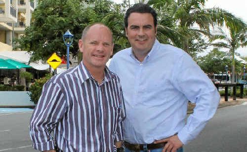 LNP Leader Campbell Newman and LNP Whitsunday candidate Jason Costigan at Airlie Beach. LNP Leader Campbell Newman and LNP Whitsunday candidate Jason Costigan at Airlie Beach.