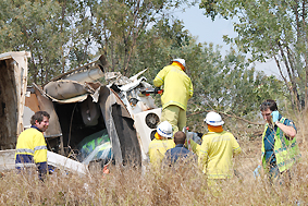 A man was airlifted from a truck rollover about 18km west of Blackwater. A man was airlifted from a truck rollover about 18km west of Blackwater.