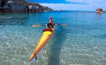 Kayaking off Three Hummock Island. Kayaking off Three Hummock Island.