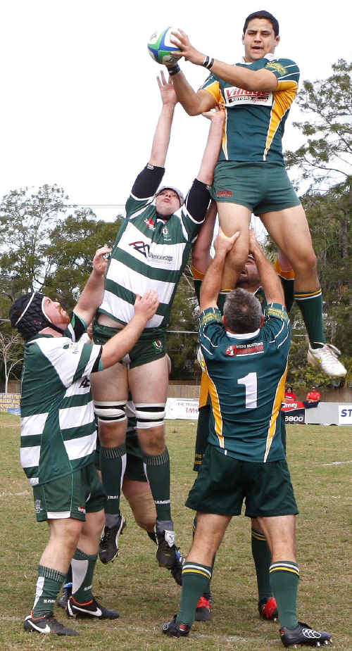 Ipswich Rangers’ dominant season came to nought on Saturday as they lost the Barber Cup grand final 42-34 to Pine Rivers. Rangers’ lineout (left) struggled against a fired-up Boars forward pack. 