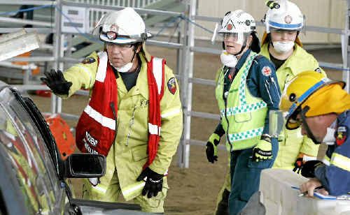 Team Emerald work to free an injured ‘patient’. Team Emerald work to free an injured ‘patient’.