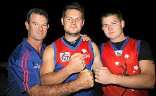 Peter, Kurt and Kris Millard at training this week in the lead-up to the Redbacks first AFL grand final in nine years. Peter, Kurt and Kris Millard at training this week in the lead-up to the Redbacks first AFL grand final in nine years.