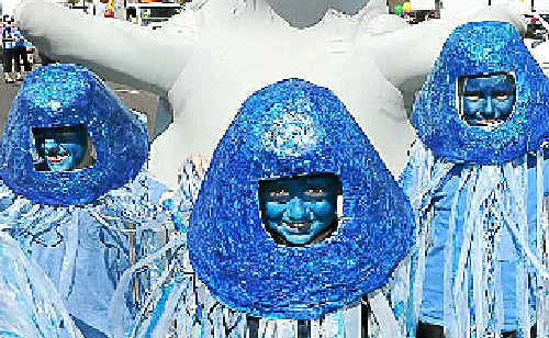Bright blue jellyfish Joe McHugh, Zac Smale and Jade McQualter-Walsh. Bright blue jellyfish Joe McHugh, Zac Smale and Jade McQualter-Walsh.