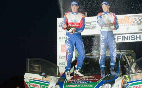 Mikko Hirvonen ( right) and his co-driver Jarmo Lehtinen at yesterday’s finale. Mikko Hirvonen ( right) and his co-driver Jarmo Lehtinen at yesterday’s finale.