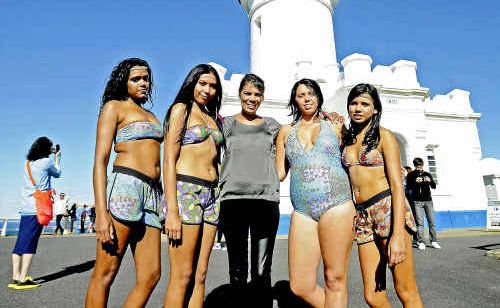 Lisa Bolt with her nieces modelling her new swimwear label PMSurf. The models are, from left, Sharnie Roberts, 19, Hope Jacky, 18, Leilani McGurgan, 19, and Tyeisha Roberts, 15. Cathy Adams Lisa Bolt with her nieces modelling her new swimwear label PMSurf. The models are, from left, Sharnie Roberts, 19, Hope Jacky, 18, Leilani McGurgan, 19, and Tyeisha Roberts, 15. Cathy Adams
