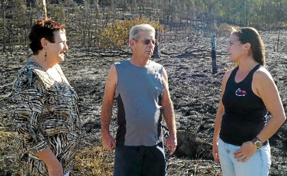 Di Bampton, John Newell and Jaimey Hart are some of the helpful neighbours who assisted in protecting homes from fire on Saturday.