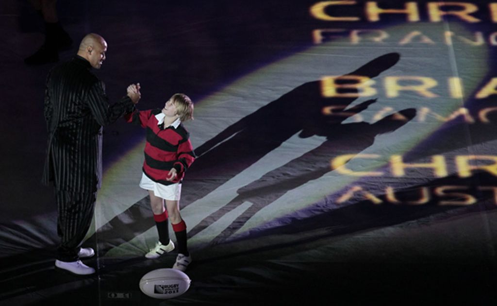 Jonah Lomu (left) at the RWC opening ceremony. Jonah Lomu (left) at the RWC opening ceremony.