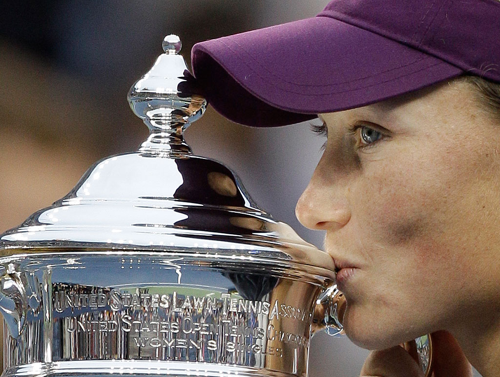 Sam Stosur with the women's US Open trophy for 2011.