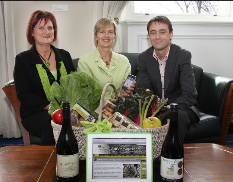 VisitVineyards.com's Kerry Scambler, Robyn Lewis and Tasmanian Minister for Tourism Scott Bacon. VisitVineyards.com's Kerry Scambler, Robyn Lewis and Tasmanian Minister for Tourism Scott Bacon.