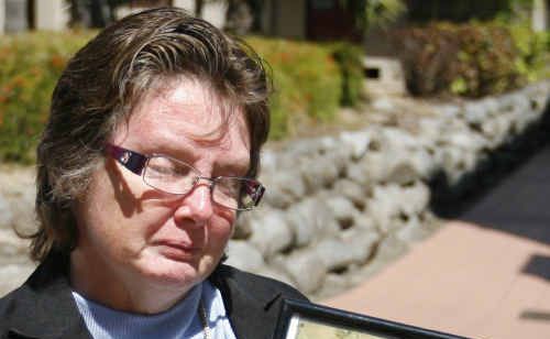 A family member of Iris Temperley leaves the Rockhampton court. A family member of Iris Temperley leaves the Rockhampton court.