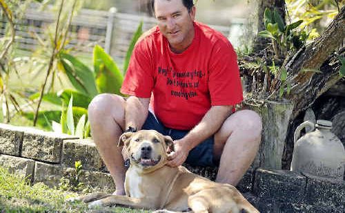 Jason Hodgson is delighted to have his pet dog Minnie back after she disappeared from his Yarwun home more than three months ago. Jason Hodgson is delighted to have his pet dog Minnie back after she disappeared from his Yarwun home more than three months ago.