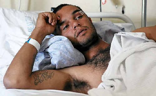 Daniel Hixon recovers in Rockhampton Hospital after being clubbed at a house in Mount Morgan. He only remembers answering the front door before waking up in hospital the next day. Daniel Hixon recovers in Rockhampton Hospital after being clubbed at a house in Mount Morgan. He only remembers answering the front door before waking up in hospital the next day.
