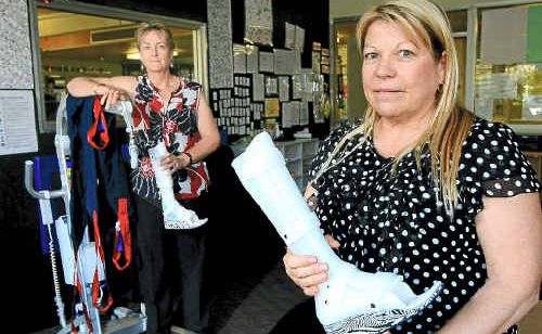 Banora Point High School principal June Rogan and special education head teacher Deborah Johnson are appalled at the theft of a student’s mobility scooter. Banora Point High School principal June Rogan and special education head teacher Deborah Johnson are appalled at the theft of a student’s mobility scooter.