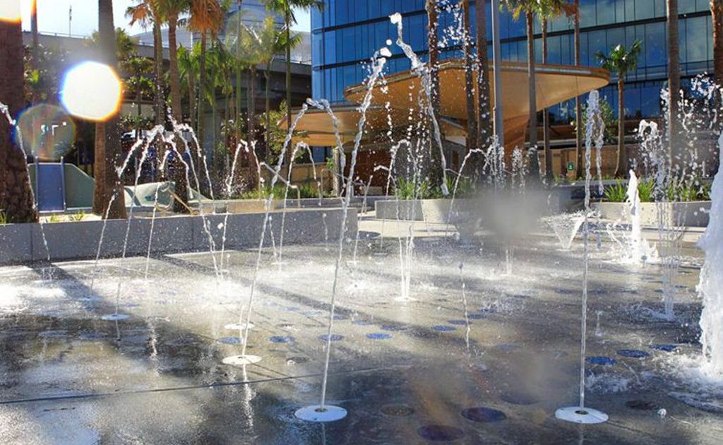 A water feature at the new Darling Quarter playground, which opens today. A water feature at the new Darling Quarter playground, which opens today.