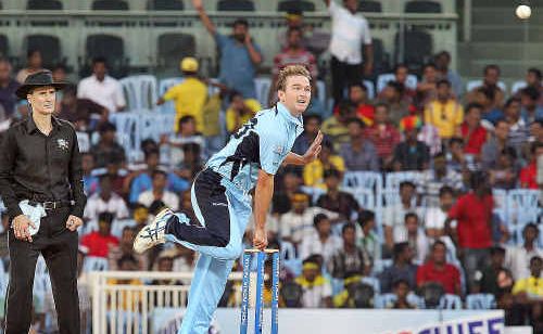 Former Hervey Bay junior Nathan Hauritz bowls for New South Wales against the Cape Cobras from South Africa during their Champions League Twenty20 showdown in Chennai on Saturday. It was the first game the off-spinner had played in eight months. Former Hervey Bay junior Nathan Hauritz bowls for New South Wales against the Cape Cobras from South Africa during their Champions League Twenty20 showdown in Chennai on Saturday. It was the first game the off-spinner had played in eight months.