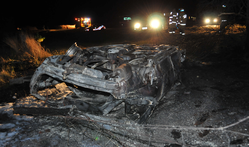 A man and woman escaped their rolled vehicle before it caught alight on the Gore Highway near Southbrook last night. A man and woman escaped their rolled vehicle before it caught alight on the Gore Highway near Southbrook last night.