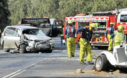 The scene of a fatal car accident north of the Harwood Bridge on Saturday. The scene of a fatal car accident north of the Harwood Bridge on Saturday.