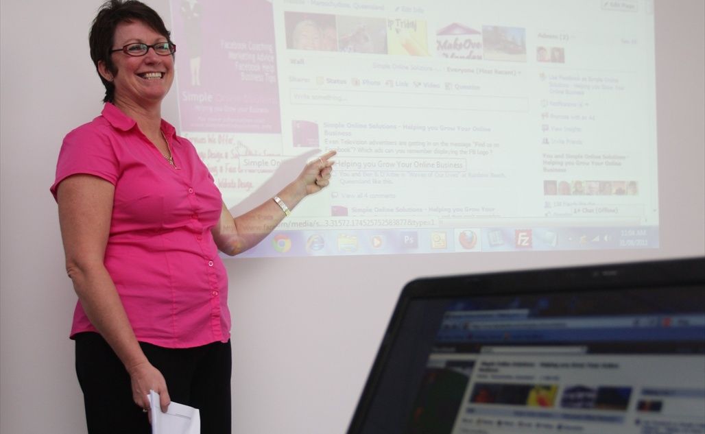 Simple Online Solutions' Donna Hamer running a workshop for businesses about Facebook. Simple Online Solutions' Donna Hamer running a workshop for businesses about Facebook.