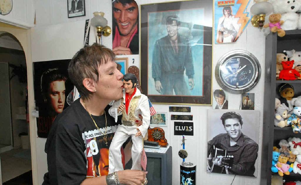 Mackay resident Susan Kynaston loves her Elvis doll, just one of more than 100 pieces of memorabilia. Mackay resident Susan Kynaston loves her Elvis doll, just one of more than 100 pieces of memorabilia.