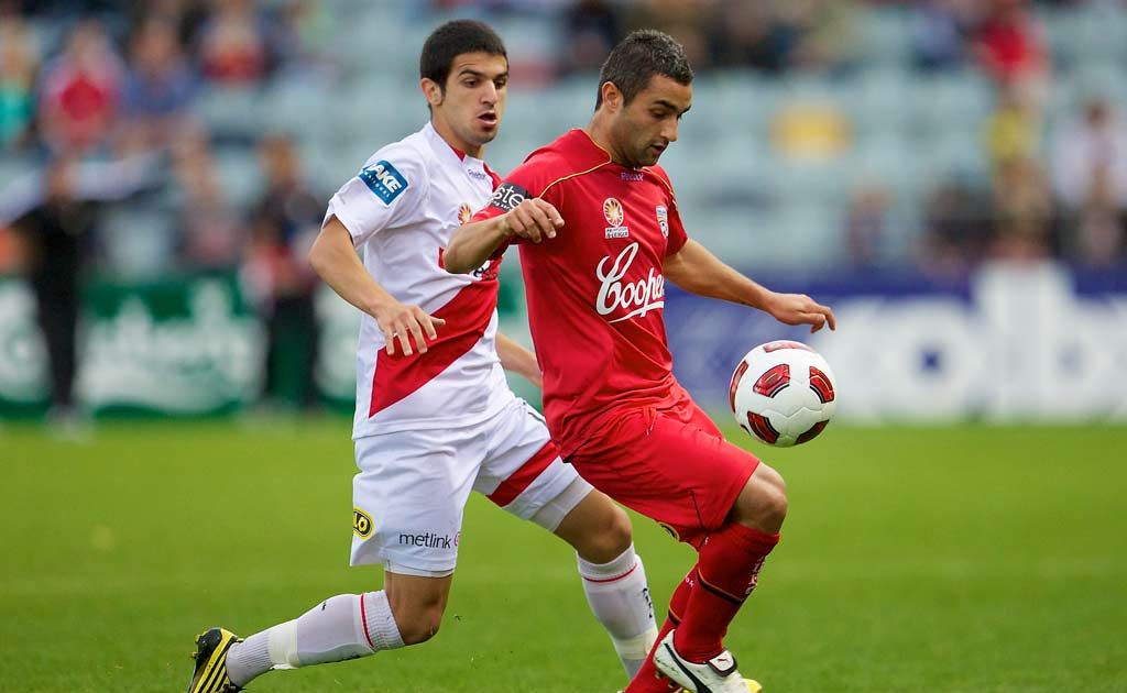 Lucas Pantelis playing for Adelaide United. Lucas Pantelis playing for Adelaide United.
