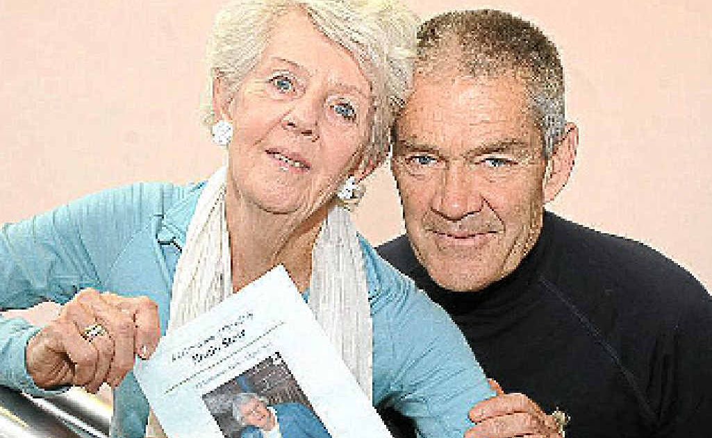 Isabel (Rae) and husband Geoff Kennedy with the program for the funeral of her Aunty Noala Stow (Wotherspoon). Isabel (Rae) and husband Geoff Kennedy with the program for the funeral of her Aunty Noala Stow (Wotherspoon).