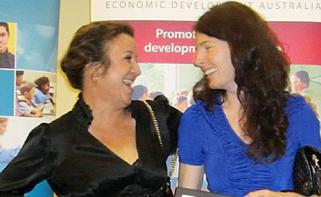 Isaac Regional Council officer Alanna Edwards and Rio Tinto Coal Australia’s Clermont Region community relations specialist Samantha share their delight at the NEDC award. Isaac Regional Council officer Alanna Edwards and Rio Tinto Coal Australia’s Clermont Region community relations specialist Samantha share their delight at the NEDC award.