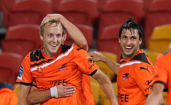 Mitch Nichols (l) celebrates scoring the winning goal. Mitch Nichols (l) celebrates scoring the winning goal.