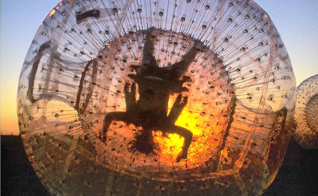 Zorbing at sunset in Nimbin. Zorbing at sunset in Nimbin.