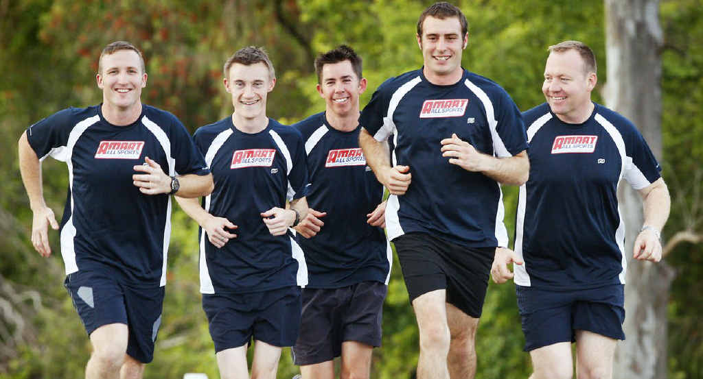 RAAF fundraisers (from left) Alastair Cooper, Sydney Turner, Jarrad Whately, Scott Howard and Richard O’Connell. RAAF fundraisers (from left) Alastair Cooper, Sydney Turner, Jarrad Whately, Scott Howard and Richard O’Connell.
