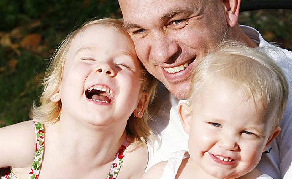 Sisters Eva, 5, and Elinor Whitehead, 1, were given medals for “perseverance” while dad Danny was overseas. Sisters Eva, 5, and Elinor Whitehead, 1, were given medals for “perseverance” while dad Danny was overseas.