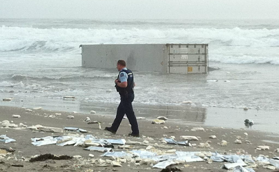Containers from the stricken ship are washing up on Mount Maunganui beaches. Containers from the stricken ship are washing up on Mount Maunganui beaches.