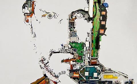 Foundry, a research team at Mint Digital, made a portrait of Steve Jobs out of MacBook Pro parts. Foundry, a research team at Mint Digital, made a portrait of Steve Jobs out of MacBook Pro parts.