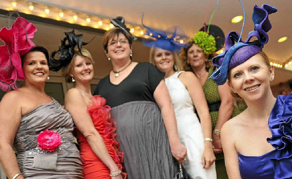 Kelly Cavanagh (front) with ladies wearing her designer fascinators, Cath Wassell, Sue Neilsen, Robyn Buttsworth, Anne Woolley and Gail Tobin. Kelly Cavanagh (front) with ladies wearing her designer fascinators, Cath Wassell, Sue Neilsen, Robyn Buttsworth, Anne Woolley and Gail Tobin.