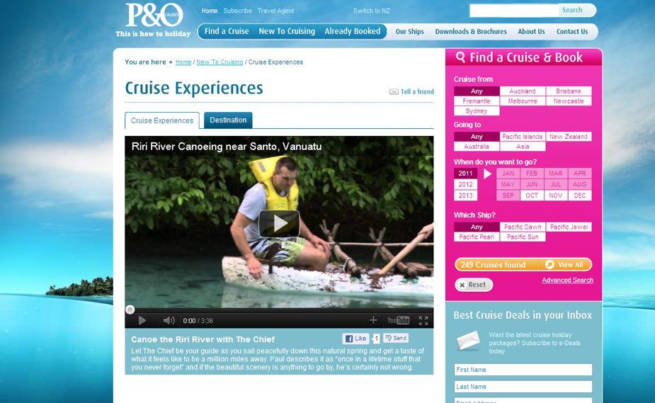 P&O; Cruises' new online cruise experience videos. P&O; Cruises' new online cruise experience videos.