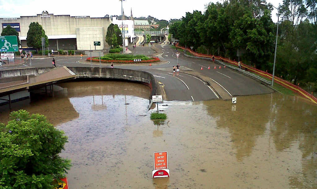 The Ipswich Transit Centre, taken from David Trumpy Bridge on January 12, the day the Bremer River peaked. The Ipswich Transit Centre, taken from David Trumpy Bridge on January 12, the day the Bremer River peaked.