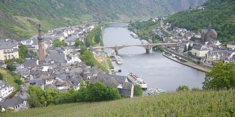 The view from Cochem Castle on the banks of the Moselle River. The view from Cochem Castle on the banks of the Moselle River.
